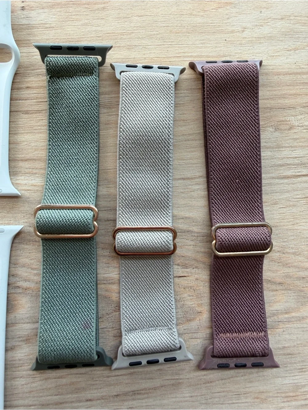 Apple 42mm Sport Silicone & Woven Watch Bands - White, Olive, Sand, Mauve S/M